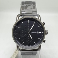 Fossil FS5400 The Commuter Chronograph Smoke Stainless Steel Black Dial Date Men's Watch