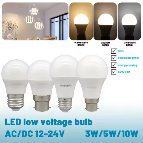 1-10PCS LED low-voltage Bulb A60 G45 AC DC 12V 24V 36V 48V 10W warm white light suitable for lamp st