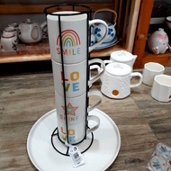 Set 4 tách Cà phê có khung đựng XK Đức Set of 4 Stacked 2 Sided Coffee Cups in Metal Rack