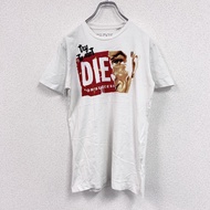 古著DIESEL短袖印花T卹，單線縫製，白色，小號