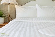 FAIRmaid ชุดเครื่องนอนยกเซ็ตผ้าฝ้าย 100% สีขาว สำหรับเตียง 6 ฟุต / 5 ฟุต / 3.5 ฟุต (ผ้าปู ผ้านวมเย็บติด ปลอกหมอน ปลอกหมอนข้าง)