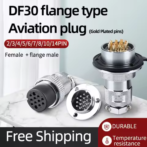 5sets M30 DF30 GX30 flange mounting 3-hole fixing aviation connector plug&socket 2Pin 3/4/5/6/7/8/91