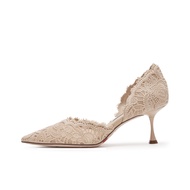 Staccato Burano Lace Island Fabric Flared Heel High Heels Womens ED334AK5