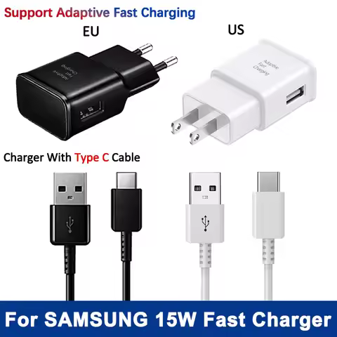 Samsung 15W Fast Charger USB Charging Adapter Type C Cable For Galaxy S10 A11 A12 A13 A14 A20 A21s A