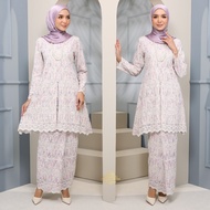 By MARIBELI BUTIK | KURUNG RIAU MODEN JELITA 04 | LILAC | COTTON EYELET | Sulam Timbul | Flora | BAJU RAYA 2024