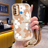 Realme 5 5i 5s 6i C3 C3i Narzo 10 Narzo 10A Narzo 20A Case Purple Flower With Lanyard