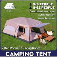 Khemah Quality Large Family Tent 8-12 Person Khemah Camping Tent UV Awning Waterproof Home Tent