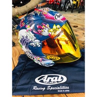 Arai Oriental Gloss Blue Dragon Mount Fuji Koi Fish With Arai Helmet Beg