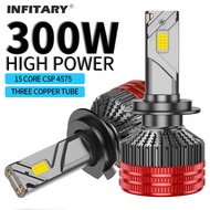 Infitary H4 H7 300W หลอดไฟ LED CANbus H8 H11 HB3 9006 HB4หลอดไฟ42000LM ทองแดงคู่สำหรับรถยนต์