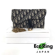 △ Christian Dior 迪奧 Blue Dior Oblique Jacquard Saddle Wallet on Chain WOC 藍色Dior Oblique提花鏈條銀包 - 247