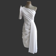 Filipiniana Midi Dress Venus Design Pure White Premium Quality