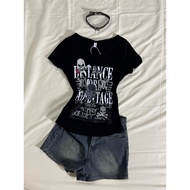 y2k y2k y2k Women's Clothing y2k Top y2k Wear y2k Hot Girl American Retro Front Shoulder Black yk1