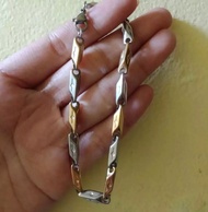 Gelang Baja Putih / WARNA SILVER KOMBINASI EMAS/Perhiasan Titanium Stainless Steel model padi(cod)