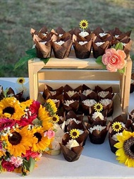 50 piezas de moldes para pastelitos y cupcakes con forma de tulipán, perfectos para bodas, cumpleaños y repostería, fáciles de usar