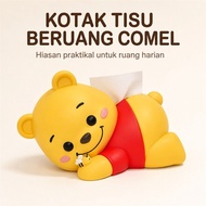 Kotak Tisu Kartun Beruang Berbaring 25.5x16x15cm, Pemegang Tisu Kreatif untuk Rumah & Meja