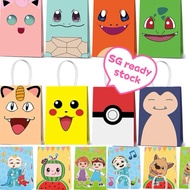 🔥{SG Seller}16pc Pokemon &Cocomelon Gift Bag Children's Birthday Bag Pikachu Psyduck Jigglypuff Cute