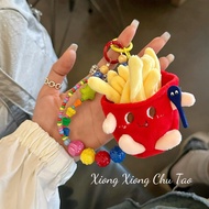 keychain cute keychain keychain crochet Loket roti bakar burger kentang goreng asli asli manik warna