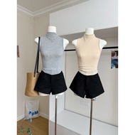 Ultra-thin tank top with medium turn-down collar, suede material as soft as genuine leather - Bella'