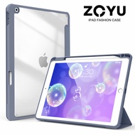 ZOYU เคส iPad อะคริลิคความละเอียดสูงใสเคสใสพร้อมช่องใส่ดินสอสำหรับ iPad 10.2 นิ้ว iPad 7 รุ่น iPad 8 Gen iPad 9 Gen Cover การป้องกันแพ็คเกจเต็มรูปแบบกันกระแทกกระแทกได้อย่างมีประสิทธิภาพ