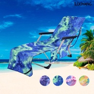 COD-Foldable Beach Chair Cover Sweat-absorbent Microfiber Tie-dye Beach Towel with Side Storage Pockets for Travel