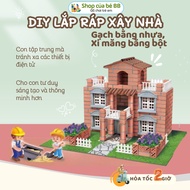 Mini Plastic Cement Brick House Building Toy Made of Powder Can Be Played Many Times, Brick House Bu