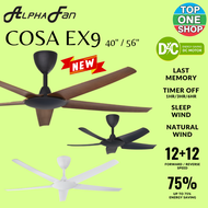 Alpha Cosa EX9 40 56 Inches DC Motor 5 ABS Blades 12+12 Speed Reverse Forward Remote Control Ceiling