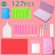 【HF Ready Stock】Diamond Painting Kit Set Tools with Grid Storage Sticky Pen Tweezers For Beginners D
