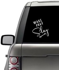 Wake Pray Slay Heart Love Arrow Motivational Inspirational Relationship Quote Window Laptop Vinyl Decal Decor Mirror Wall Bathroom Bumper Stickers for Car 5.5" Inch