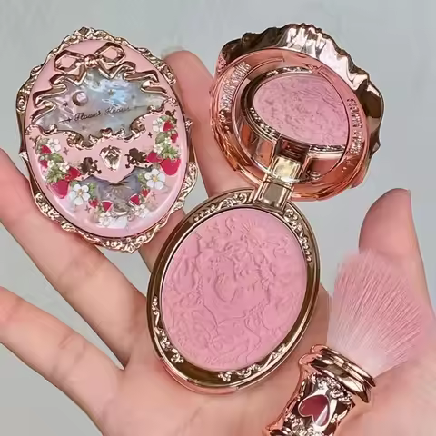 Flower Knows Cheek Blusher Matte Powder Moonlight Mermaid Strawberry Rococo Tri-Color Gradient Blush