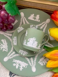1950年 Wedgwood Jasper 英國製綠色浮雕咖啡杯 古董杯 庫存品