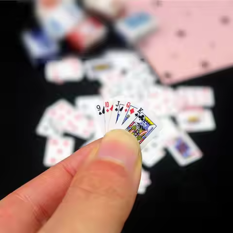 Cute MINI Miniature Games Poker MINI Playing Cards 15X10mm Miniature For Dolls Accessory Home Decora