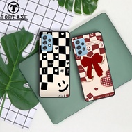 Samsung A32 5G - A52 5G - A72 5G Case - Samsung case with heart, fashion checkered pattern - TPU border