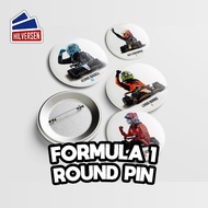 Formula 1 Pin Badge 55mm - Aluminum Round Pin F1 Driver Merch [Ready Stock - Hilversen]