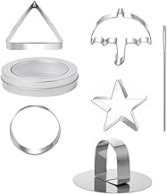 Cabilock 7pcs Korean Sugar Candy Making Tools Dalgona Candy Cutter Squid Sugar Game Kit Umbrella Triangle Star Round Cookie Cutters with Tin Box for Kitchen Baking Supplies