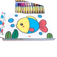 SE 2Pcs Step By Step Coloring Books 96 Page With 36 Assorted Crayons Kids Educational Drawing Set Fo