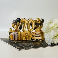 70th Birthday Happy Birthday Card, 1pc Pop-up 3d Card With Envelope, 70th Birthday Happy Birthday Gr