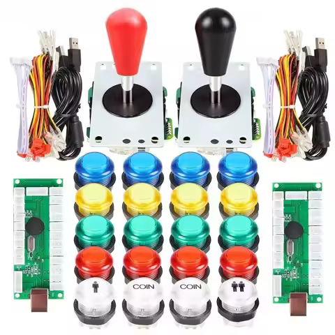 2 Player Arcade Games DIY Kit Parts with 5V Arcade Led Controller+4/8way Joystick and 20 Arcade Illu