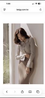 Beigy時髦翻領針織Cardigan knit