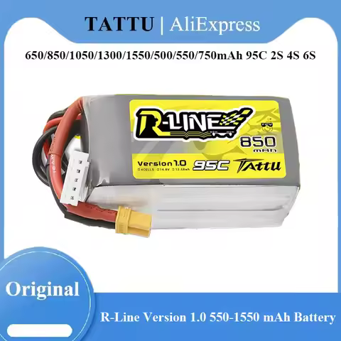 Tattu R-Line Version 1.0 650/850/1050/1300/1550/500/550/750mAh 95C 2S 4S 6S 11.1V 14.8V 22.2V Lipo B