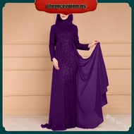 Plus Size  Muslimah Baju Raya Tutup Aurat Kurung Abaya Robe Prom Elegant Gown Dinner Evening Dress M
