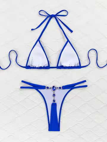 Rhinestone Mini Micro Thongs Bikini Women Swimwear Female Swimsuit Two-pieces Bikini set Bather Bath