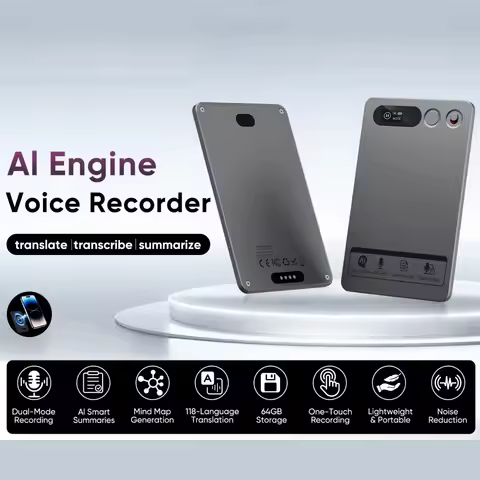 AI ChatGPT-5 Intelligent Voice Recorder App Control 118 Languages 64GB Magnetic Attraction Compact P