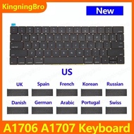 New A1706 Keyboard US UK EU Spain French Russian For Macbook Pro 15" A1707 Keyboard 2016 2017 Years