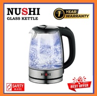 【1 YR WARRANTY】 NUSHI CORDLESS ELECTRIC KETTLE / GLASS / WITH GLOW LED LIGTH 【FAST SHIPPING】