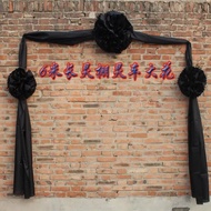 白事灵车大花殡仪车装饰花灵堂布置材头花黑色 白色丧事车头花7.28 Funeral vehicle decorative flowers, mortuary decoration materials,