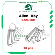 Allen Key Set 8pcs 10pcs(1.5mm-6mm) & (1.5mm-10mm) Hex Key Wrench Set Nawaki