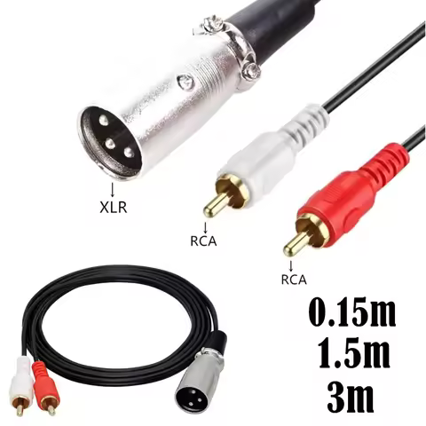 RCA Cable Audio Cable 2RCA To XLR Canon Male Female 1.5/3m for Microphone Speaker Audio Console Ampl