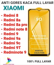 TEMPERED GLASS/ ANTI GORES KACA FULL LAYAR XIAOMI REDMI 8 / REDMI 8A / REDMI 8A PRO / REDMI NOTE 8 / REDMI 9 / REDMI 9A / REDMI 9C/ REDMI 9T / REDMI NOTE 9 /FULL LEM PELINDUNG LAYAR HP