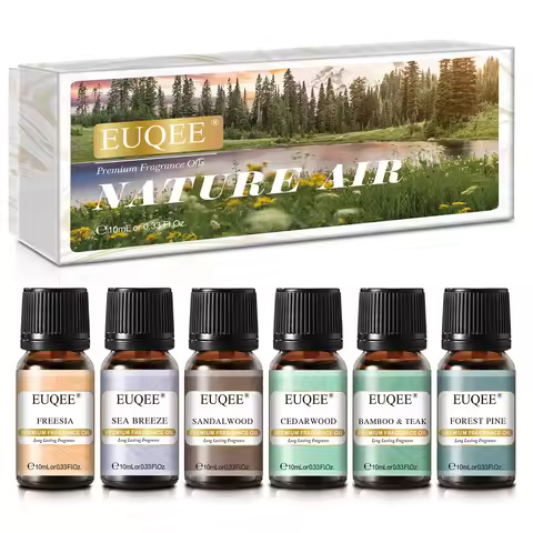 EUQEE 6PCS Fragrance Oils Gift Set For Candle Making - 10ml Sea Breeze,Forest Pine,Bamboo & Teak,Ced