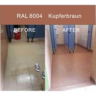 RAL 8004 ( FULL SET EPOXY PAINT ) TOILET TILES FINISH ( 1L PRIMER TILES AND 0.5 KG POWDER ANTI SLIP AND 1L EPOXY FINISH / FREE TOOLS ) HEAVY DUTY CERAMICS AND TILES FINISH BATHROOM • Package A
